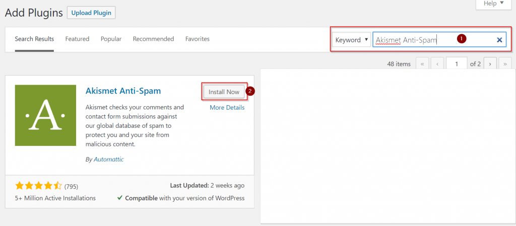 Installing Akisment Anti-Spam Plugin