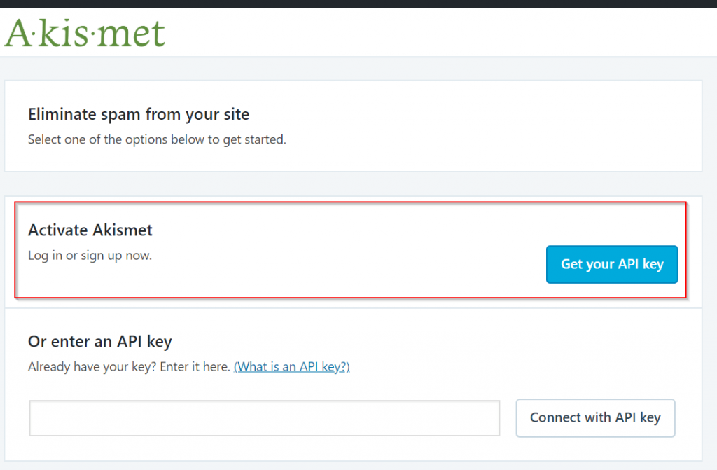 Signup to Activate Akismet
