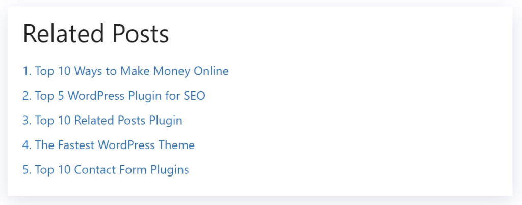 Related Posts in number list