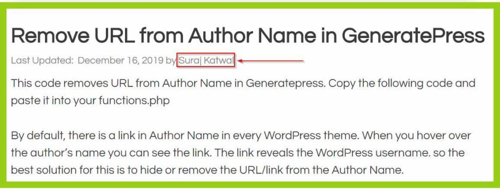 Remove Link from Author's Name