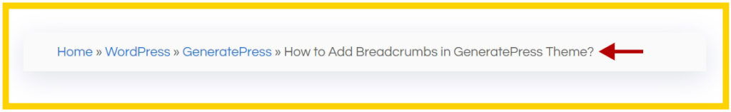 Breadcrumb in a webpage