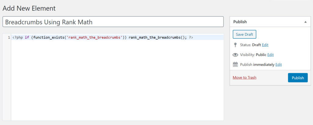 Breadcrumbs in GeneratePress using Rank Math Plugin