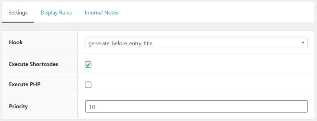 Slim SEO Hook Settings