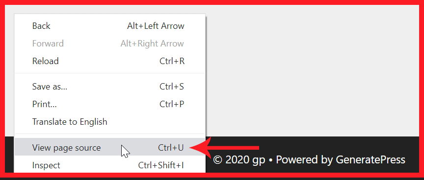 View Page Source in Chrome