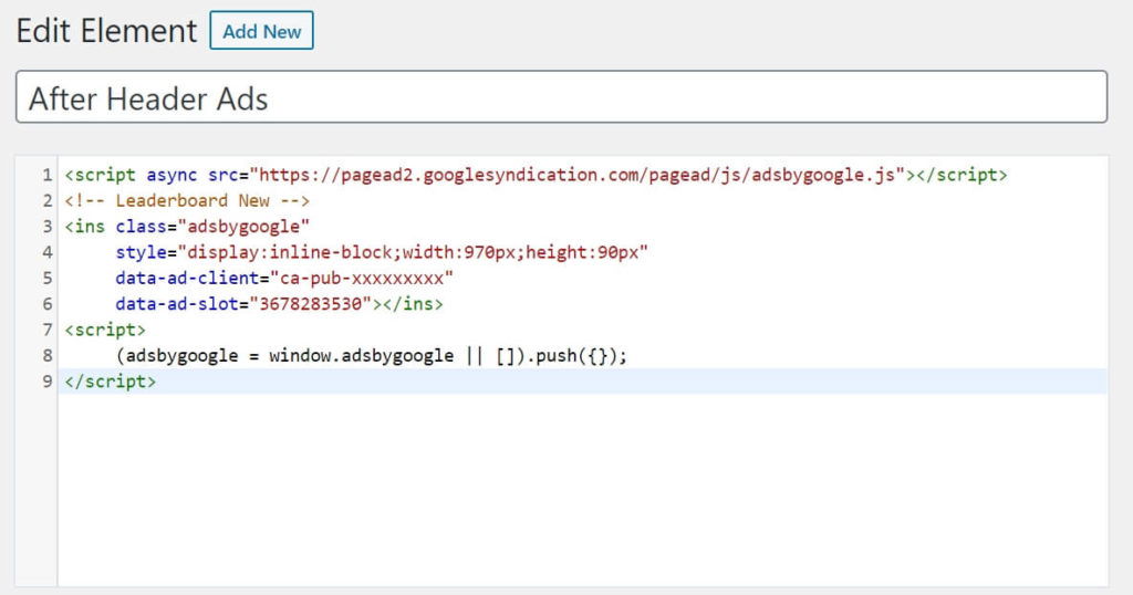 Header Ads Elements in GeneratePress