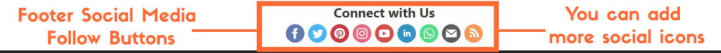 Social Media Follow Buttons in GeneratePress Footer Section