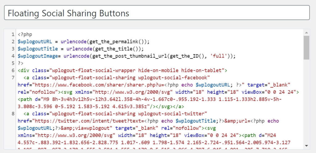 Floating Social Sharing Buttons GeneratePress Hooks