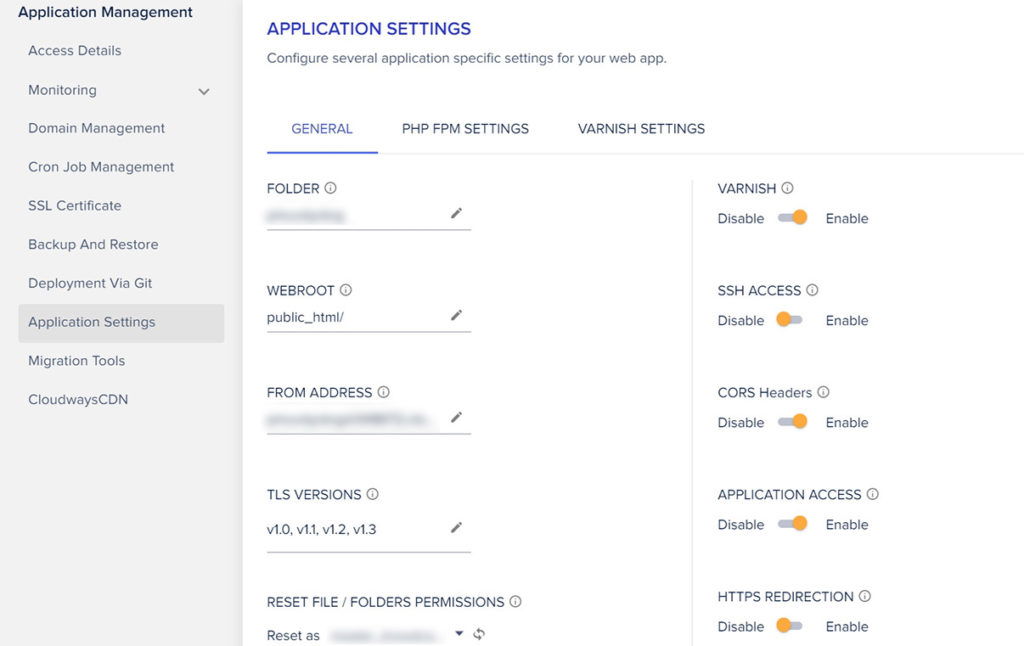 Application Settings in Cloudways