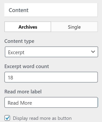 GeneratePress Blog Modules Archive Settings