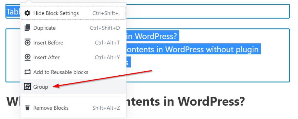 Group Two Blocks in WordPress