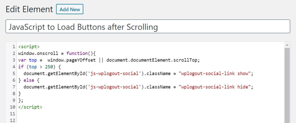 JavaScript to Load Buttons after Scrolling certain height