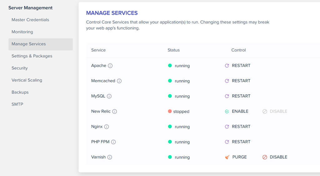 Manage Services