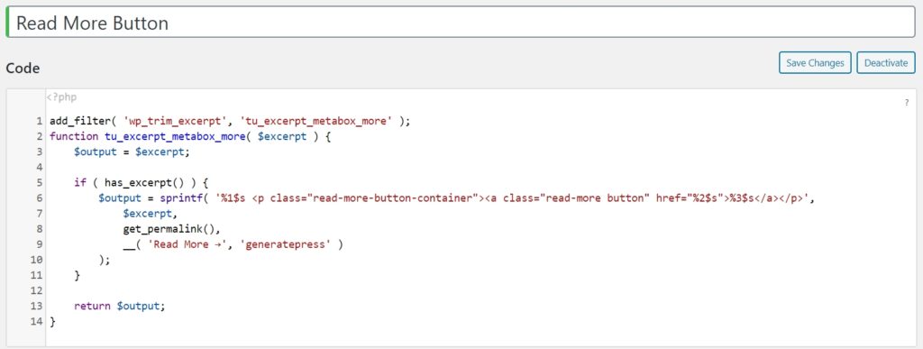 Read More Buttons in WordPress Excerpt