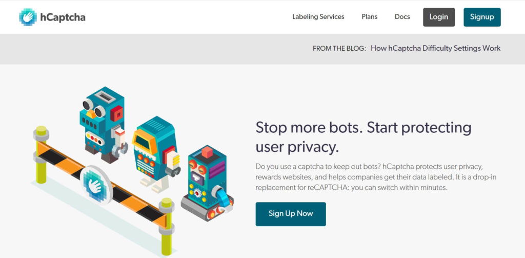 Signup to hCaptcha
