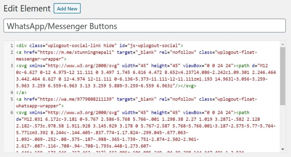 WhatsApp-Messenger Buttons HTML Code