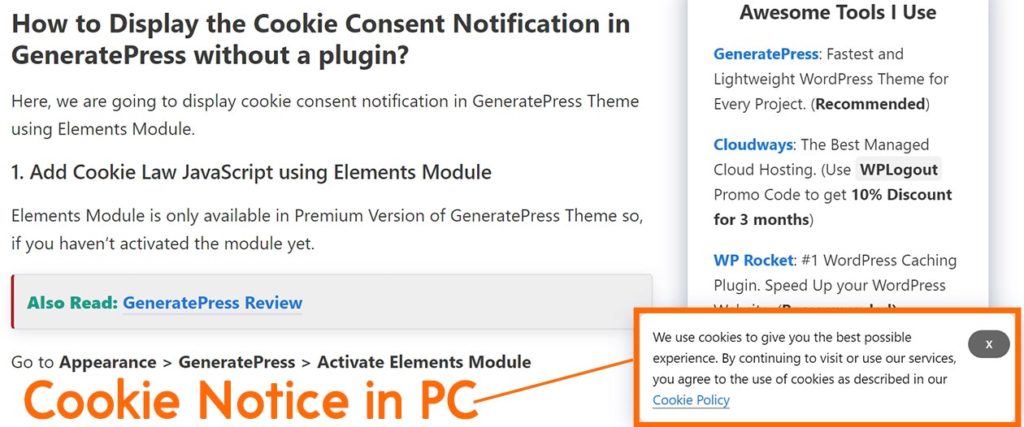 Cookie Consent Notification Result