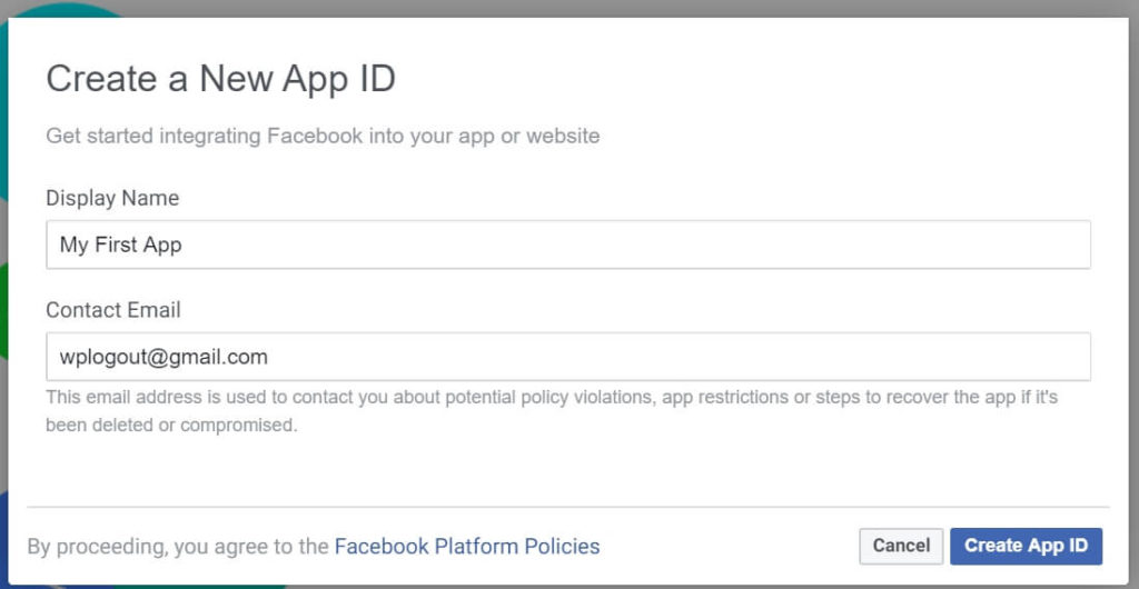 Enter Your App Name and Contact Email