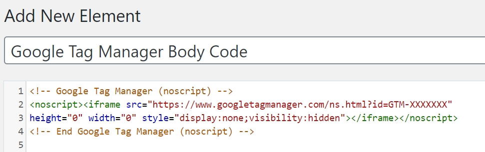 Google Tag Manager Body Code