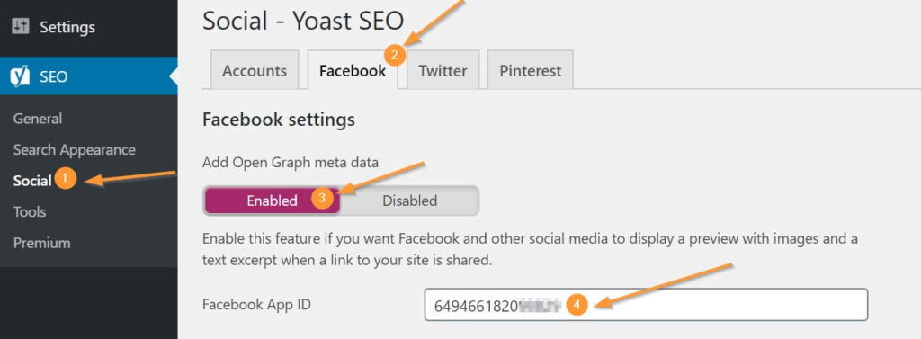 Yoast SEO Facebook App ID