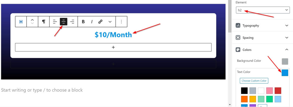 Add Price using Headline Block