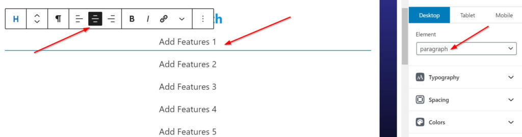 Adding Features in Pricing Table