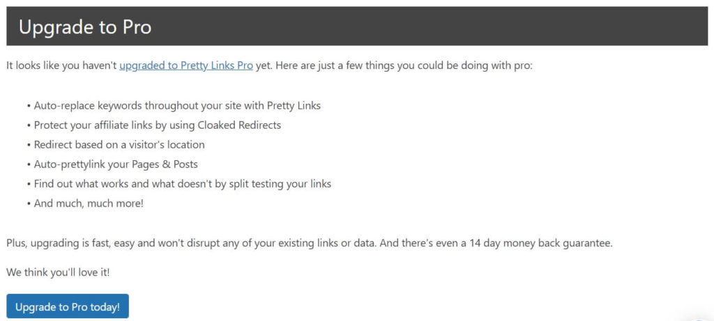 Pretty Links Pro Version