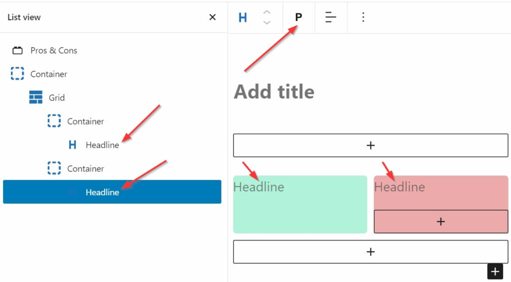Headline Block for Pros and Cons