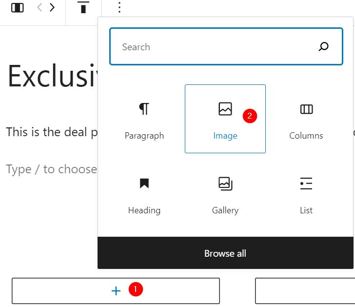 Adding Image block in Deal Page