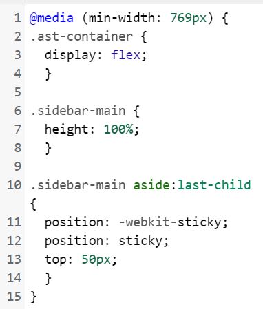 CSS code for Last Widget in WPAstra