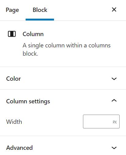 Column Setting in WordPress