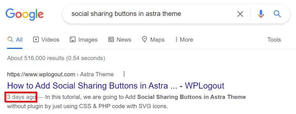 Showing last updated in SERPs with Astra Theme
