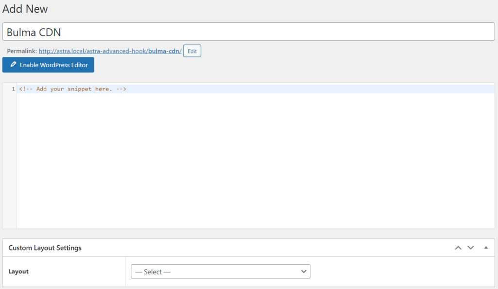Bulma CDN WP Astra